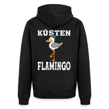 Möwe Flamingo Küste Vogel Meer Strand Wasser - Unisex Premium Bio Zip Hoodie - Schwarz - Hinten - Nico (187cm)
