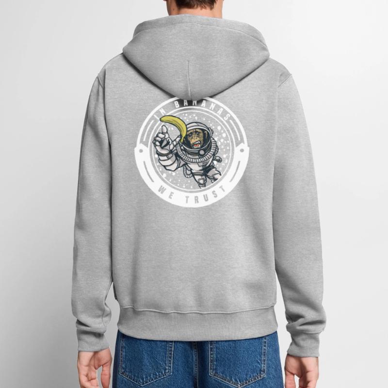 Monkey chimpanzee monkey monkey monkeys banana monkey monkey monkey Unisex Premium Organic Zip Hoodie