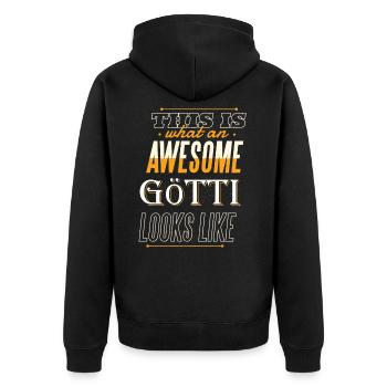 Götti Fragen Firmgötti Taufgötti Götti Geschenk - Unisex Premium Bio Zip Hoodie - Schwarz - Hinten - Nico (187cm)