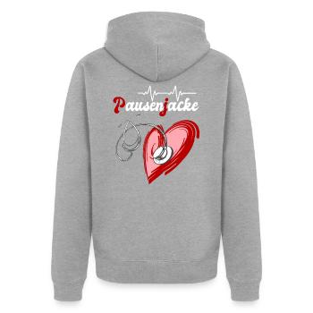 Pausenjacke Krankenschwestern und Ärzte - Unisex Premium Bio Zip Hoodie - Grau meliert - Hinten - Nico (187cm)