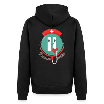 Pausenjacke Krankenschwestern und Ärzte - Unisex Premium Bio Zip Hoodie - Schwarz - Hinten - Nico (187cm)