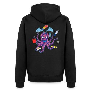 Haushalt- Kraken Tintenfisch Oktopus - Unisex Premium Bio Zip Hoodie - Schwarz - Hinten - Nico (187cm)