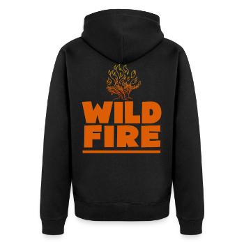 fire department wild fire - Feuerwehr wildes Feuer - Unisex Premium Bio Zip Hoodie - Schwarz - Hinten - Nico (187cm)