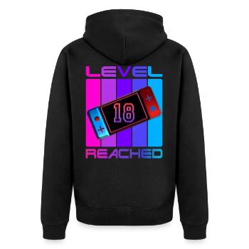 18 Birthday - Gift for 18 Birthday - Unisex Premium Organic Zip Hoodie - black - Back - Nico (187cm)