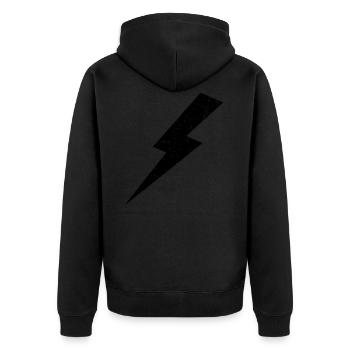 Lightning Bolt - Unisex Premium Bio Zip Hoodie - Schwarz - Hinten - Nico (187cm)