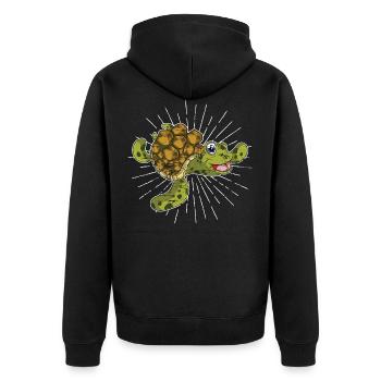 Schildkröte - Unisex Premium Bio Zip Hoodie - Schwarz - Hinten - Nico (187cm)
