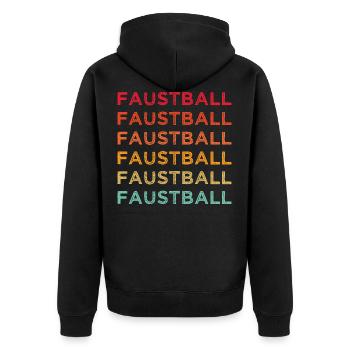 Faustball Fistball Faustballer - Unisex Premium Bio Zip Hoodie - Schwarz - Hinten - Nico (187cm)