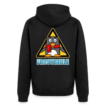 Achtung, Frostbeule - Unisex Premium Bio Zip Hoodie - Schwarz - Hinten - Nico (187cm)