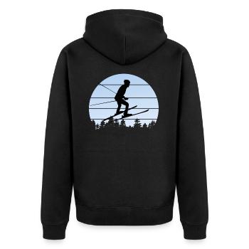 ski ski - Unisex Premium Bio Zip Hoodie - Schwarz - Hinten - Nico (187cm)