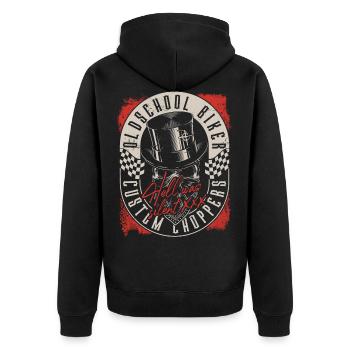 Custom Chopper Biker - Unisex Premium Bio Zip Hoodie - Schwarz - Hinten - Nico (187cm)