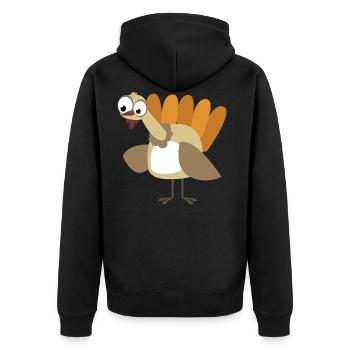 Truthahn Gobbler - Unisex Premium Bio Zip Hoodie - Schwarz - Hinten - Nico (187cm)
