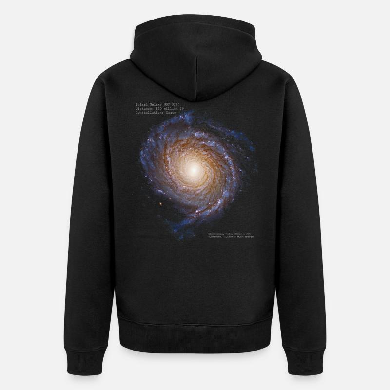 Galaxie spirale NGC 3147 - Veste à capuche bio Premium Unisexe - noir