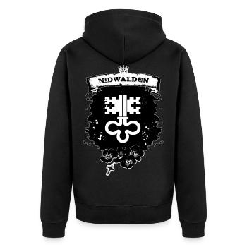 Nidwalden - Unisex Premium Bio Zip Hoodie - Schwarz - Hinten - Nico (187cm)
