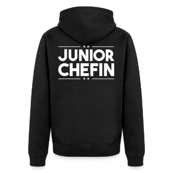 Junior chefin - Im Haus bin ich der boss geschenk - Unisex Premium Bio Zip Hoodie - Schwarz - Hinten - Nico (187cm)
