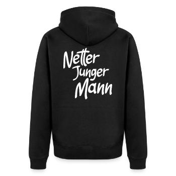 Netter junger Mann - lustiges Design für Männer - Unisex Premium Bio Zip Hoodie - Schwarz - Hinten - Nico (187cm)