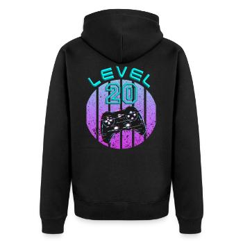 20 ans - Cadeau de 20 ans - Veste à capuche bio Premium Unisexe - noir - Dos - Nico (187cm)