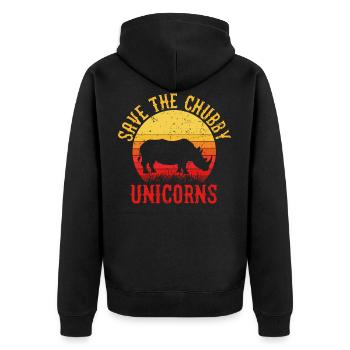 Save The Chubby Unicorns Retro Vintage - Unisex Premium Organic Zip Hoodie - black - Back - Nico (187cm)