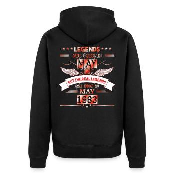 38e anniversaire mai 1983 femmes idées - Veste à capuche bio Premium Unisexe - noir - Dos - Nico (187cm)