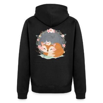 Mignon renard avec roses Renard femelle pour les filles - Veste à capuche bio Premium Unisexe - noir - Dos - Nico (187cm)
