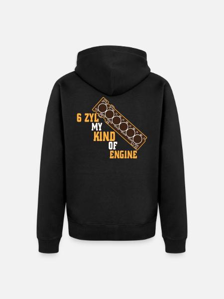 6 cylinder machine - Unisex Premium Organic Zip Hoodie - black