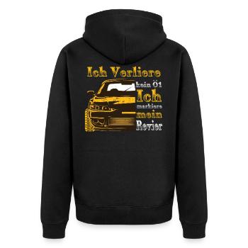 Area marking - Unisex Premium Organic Zip Hoodie - black - Back - Nico (187cm)