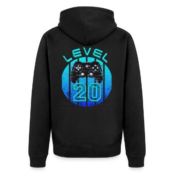 20 ans - Cadeau de 20 ans - Veste à capuche bio Premium Unisexe - noir - Dos - Nico (187cm)