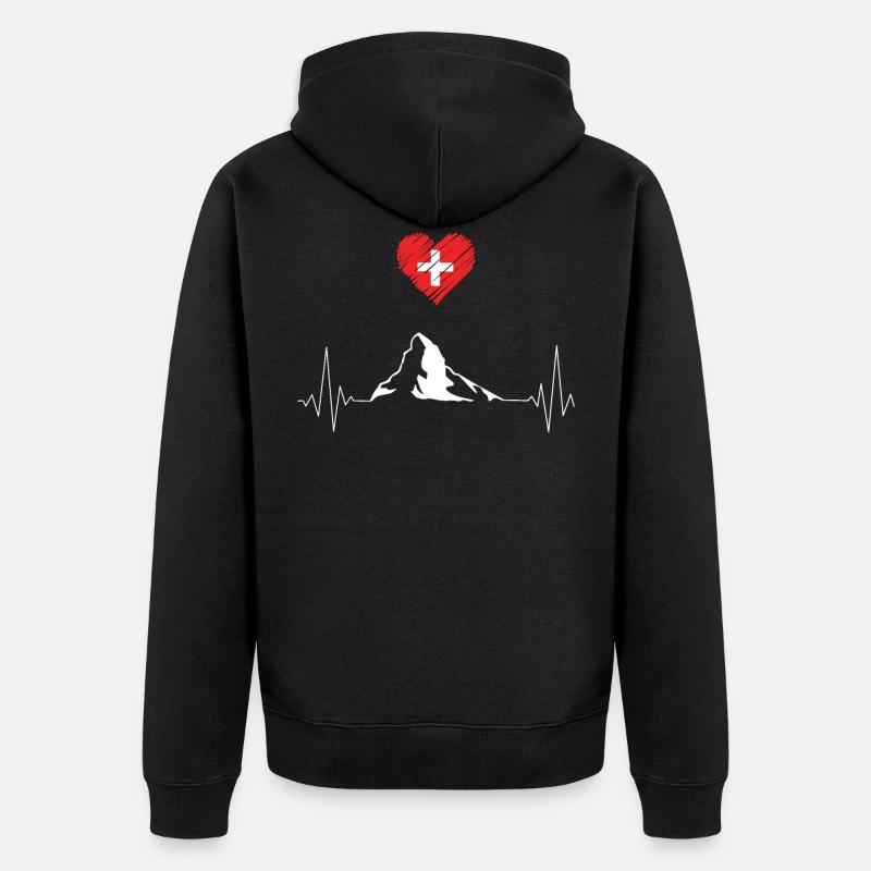 Die Berge der Schweiz - Unisex Premium Bio Zip Hoodie - Schwarz