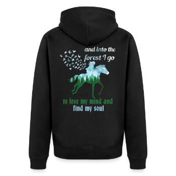Pferde im Wald - Unisex Premium Bio Zip Hoodie - Schwarz - Hinten - Nico (187cm)