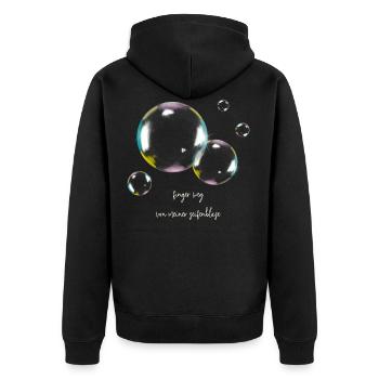 Finger weg von meiner Seifenblase, Soap Bubble - Unisex Premium Bio Zip Hoodie - Schwarz - Hinten - Nico (187cm)