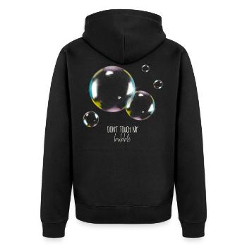 Don't Touch my bubble, soap bubble, vintage, art - Unisex Premium Organic Zip Hoodie - black - Back - Nico (187cm)