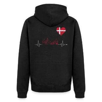 Danemark Skyline - Veste à capuche bio Premium Unisexe - noir - Dos - Nico (187cm)