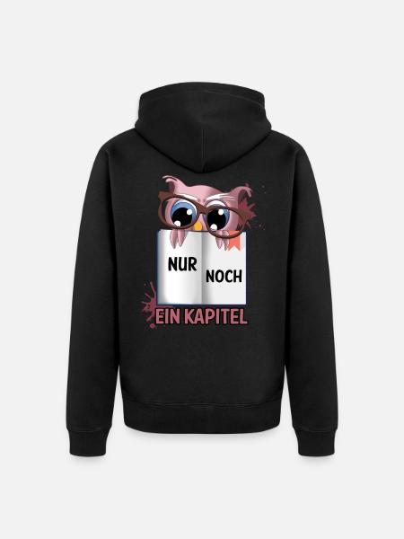 Bücher Eule - Unisex Premium Bio Zip Hoodie - Schwarz