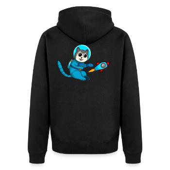 Cute comic cats astronaut in space - Unisex Premium Organic Zip Hoodie - black - Back - Nico (187cm)