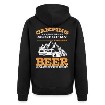 Camping und Bier lustiges Wohnmobil Sayings - Unisex Premium Bio Zip Hoodie - Schwarz - Hinten - Nico (187cm)