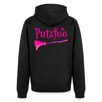 Putzfee Lustiger Spruch Putzfrau Haushalt Geschenk - Unisex Premium Bio Zip Hoodie - Schwarz - Hinten - Nico (187cm)