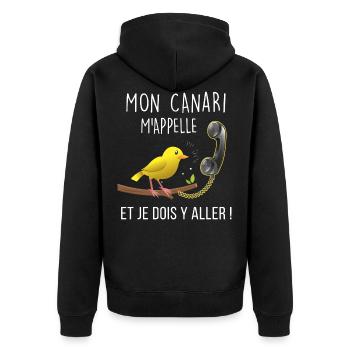Oiseau Canari, Mon canari m'appelle idée Cadeau - Veste à capuche bio Premium Unisexe - noir - Dos - Nico (187cm)