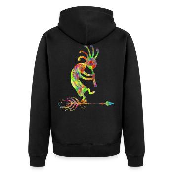 Native American Kokopelli With Feather 1 - Veste à capuche bio Premium Unisexe - noir - Dos - Nico (187cm)