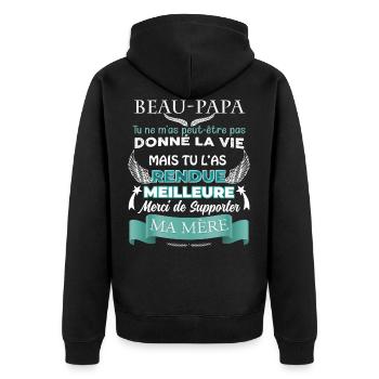 Beau papa, beau père citation drôle cadeau - Veste à capuche bio Premium Unisexe - noir - Dos - Nico (187cm)