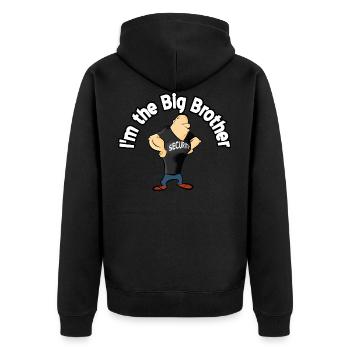 Brother Große Sicherheit - Unisex Premium Bio Zip Hoodie - Schwarz - Hinten - Nico (187cm)