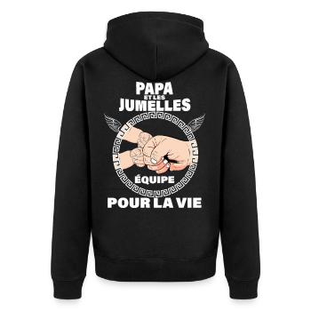 Papa et filles jumelles équipe parfaite - Veste à capuche bio Premium Unisexe - noir - Dos - Nico (187cm)