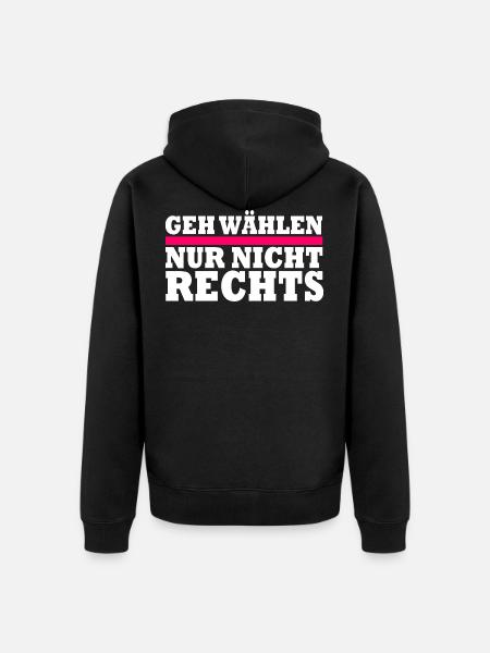 GEH WÄHLEN - Unisex Premium Bio Zip Hoodie - Schwarz