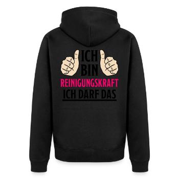 Reinigungskraft Spruch Haushalt Putzfrau Geschenk - Unisex Premium Bio Zip Hoodie - Schwarz - Hinten - Nico (187cm)