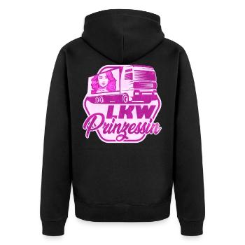 LKW Prinzessin Truck LKW Fahrerin - Unisex Premium Bio Zip Hoodie - Schwarz - Hinten - Nico (187cm)