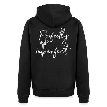 Perfekt Unvollkommen Schönes Zitat mit Kaktus - Unisex Premium Bio Zip Hoodie - Schwarz - Hinten - Nico (187cm)
