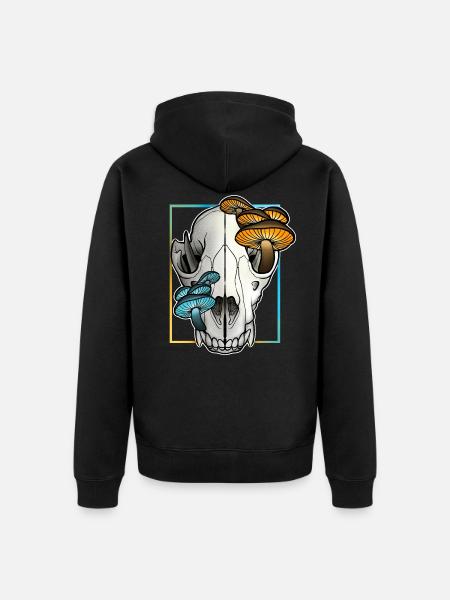 Bear skull - Unisex Premium Organic Zip Hoodie - black