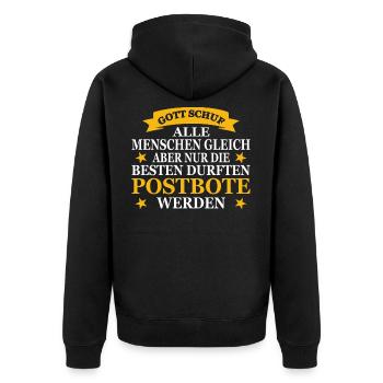 Bester Postbote Geschenk Zusteller Briefbote Brief - Unisex Premium Bio Zip Hoodie - Schwarz - Hinten - Nico (187cm)