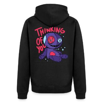 Halloween poupée vaudou avec la phrase Thinking of You - Veste à capuche bio Premium Unisexe - noir - Dos - Nico (187cm)