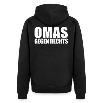 Omas gegen rechts - Unisex Premium Bio Zip Hoodie - Schwarz - Hinten - Nico (187cm)