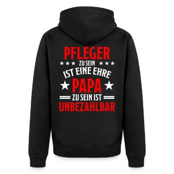 Pfleger Pflege Fun Lustiger Spruch Krank Geschenk - Unisex Premium Bio Zip Hoodie - Schwarz - Hinten - Nico (187cm)