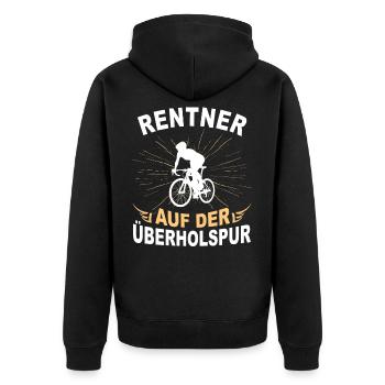 Rentner Ruhestand Fahrrad Überholspur Geschenk - Unisex Premium Bio Zip Hoodie - Schwarz - Hinten - Nico (187cm)